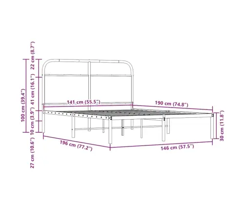 Gulta Bez Matrača, Brūna Ozola, 140X190 Cm, Inženierijas Koks Vidaxl