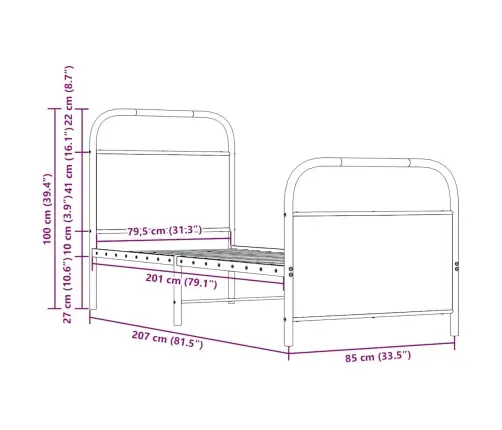 Voodiraam Ilma Madratsita, Pruun Tamm, 80X200 Cm