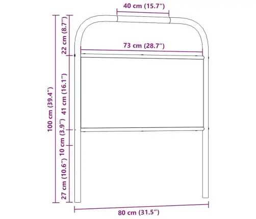 Galvūgalis, Ruda Ąžuolo, 75cm Apdirbta Mediena Ir Plienas