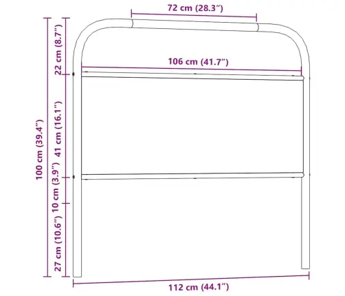 Galvūgalis, Ruda Ąžuolo, 107cm Apdirbta Mediena Ir Plienas