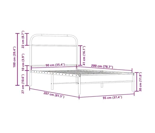 Gulta Bez Matrača, Ozolkoka, 90X200 Cm, Inženierijas Koks Vidaxl