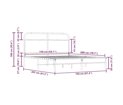 Lovos Rėmas Be Čiužinio, Dūminio Ąžuolo, 150X200cm Mediena