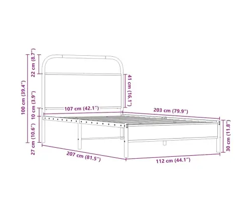 Gulta Bez Matrača, Ozolkoka, 107X203 Cm, Inženierijas Koks Vidaxl