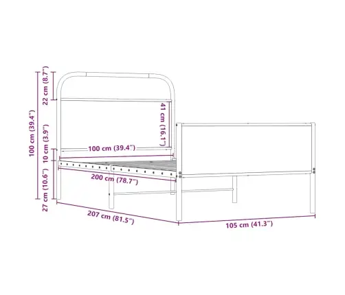 Gulta Bez Matrača, Ozolkoka, 100X200 Cm, Inženierijas Koks Vidaxl