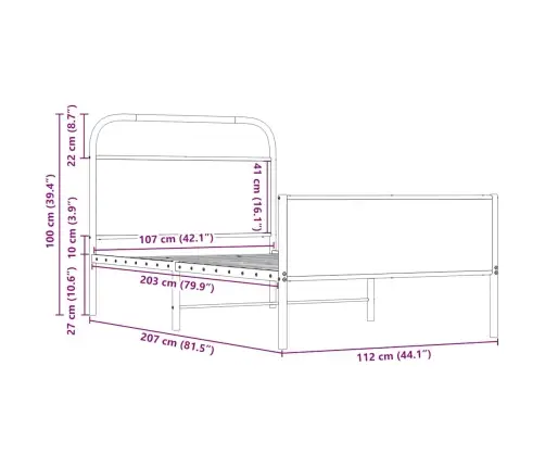 Gulta Bez Matrača, Ozolkoka, 107X203 Cm, Inženierijas Koks Vidaxl