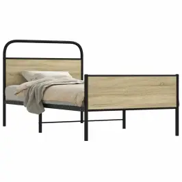 Gulta Bez Matrača, Ozolkoka, 107X203 Cm, Inženierijas Koks Vidaxl Gulta Bez Matrača, Ozolkoka, 107X203 Cm, Inženierijas Koks Vidaxl