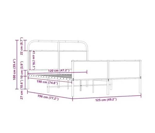 Lovos Rėmas Be Čiužinio, Sonoma, 120X190cm Apdirbta Mediena