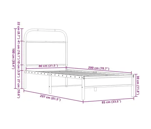 Gulta Bez Matrača, Brūna Ozola, 80X200 Cm, Inženierijas Koks Vidaxl