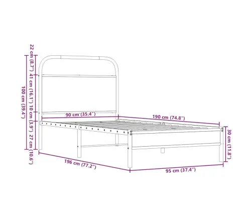Lovos Rėmas Be Čiužinio, Rudos Ąžuolo, 90X190 Cm