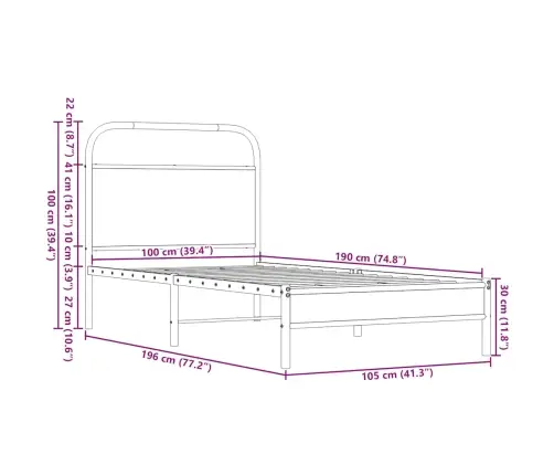 Lovos Rėmas Be Čiužinio, Rudos Ąžuolo, 100X190 Cm