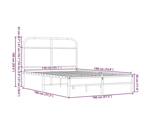 Lovos Rėmas Be Čiužinio, Rudos Ąžuolo, 140X190 Cm