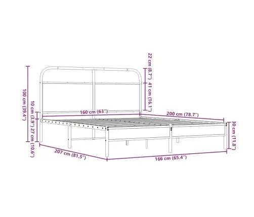 Voodiraam Ilma Madratsita, Pruun Tamm, 160X200 Cm