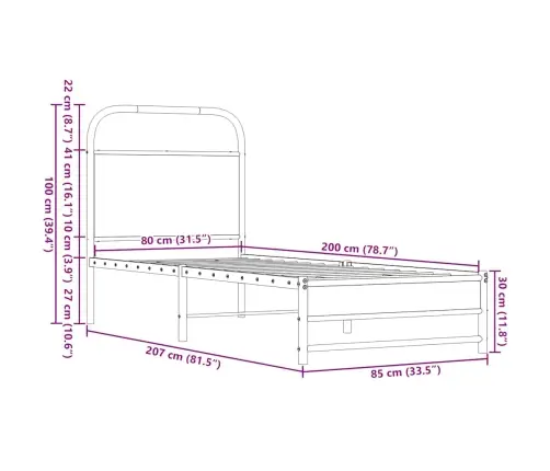 Lovos Rėmas Be Čiužinio, Rudos Ąžuolo, 80X200 Cm