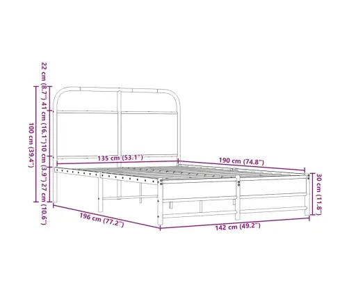 Gulta Bez Matrača, Brūna Ozola, 135X190 Cm, Inženierijas Koks Vidaxl