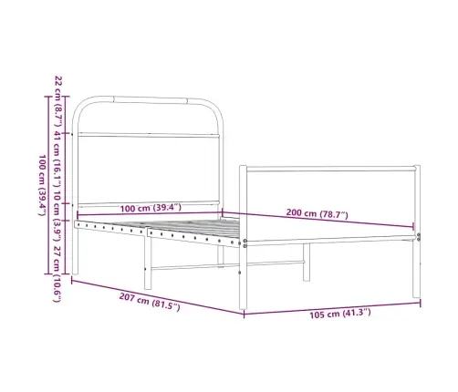 Voodiraam Ilma Madratsita, Pruun Tamm, 100X200 Cm