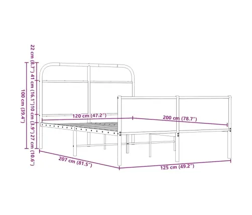 Voodiraam Ilma Madratsita, Pruun Tamm, 120X200 Cm
