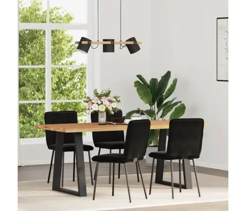 Valgomojo Kėdės, 4Vnt., Juodos Spalvos, Aksomas