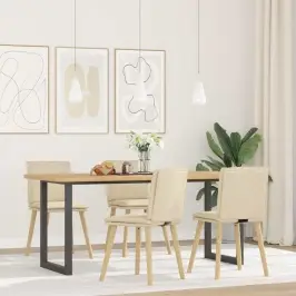 Valgomojo Kėdės, 4Vnt., Kreminės Spalvos, Audinys