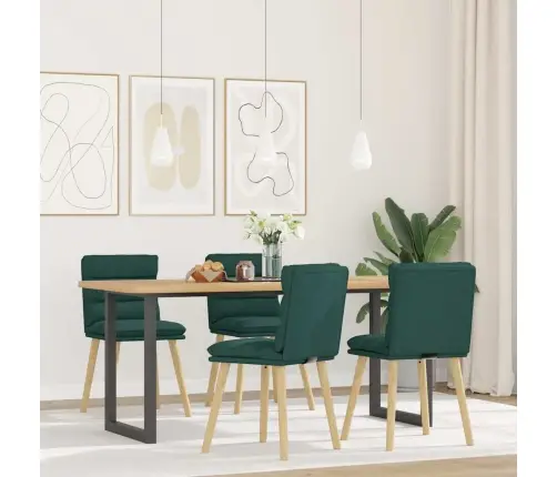 Virtuves Krēsli, 4 Gab., Tumši Zaļš Audums Vidaxl