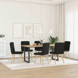 Virtuves Krēsli, 6 Gab., Melns Audums Vidaxl