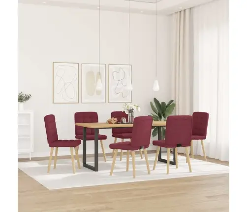 Virtuves Krēsli, 6 Gab., Vīnsarkans Audums Vidaxl