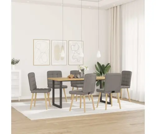 Virtuves Krēsli, 6 Gab., Pelēkbrūns Audums Vidaxl Virtuves Krēsli, 6 Gab., Pelēkbrūns Audums Vidaxl