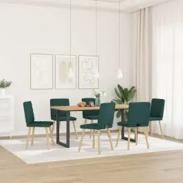 Virtuves Krēsli, 6 Gab., Tumši Zaļš Audums Vidaxl