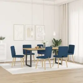 Virtuves Krēsli, 6 Gab., Zils Audums Vidaxl