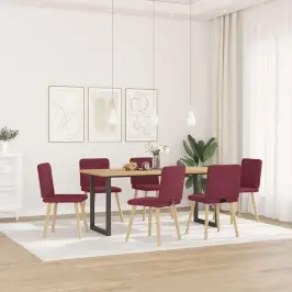 Virtuves Krēsli, 6 Gab., Vīnsarkans Audums Vidaxl