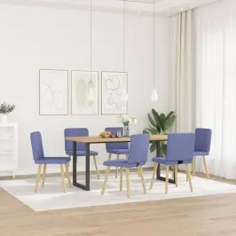 Virtuves Krēsli, 6 Gab., Džinsa Zils Audums Vidaxl