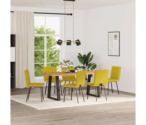 Valgomojo Kėdės, 6Vnt., Geltonos Spalvos, Aksomas