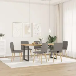 Virtuves Krēsli, 6 Gab., Pelēkbrūns Audums Vidaxl
