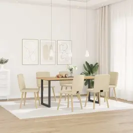 Virtuves Krēsli, 6 Gab., Krēmkrāsas Audums Vidaxl