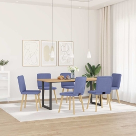 Virtuves Krēsli, 6 Gab., Džinsa Zils Audums Vidaxl