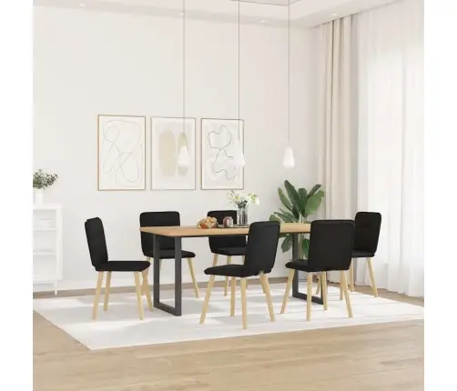 Virtuves Krēsli, 6 Gab., Melns Audums Vidaxl