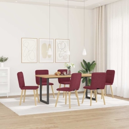 Virtuves Krēsli, 6 Gab., Vīnsarkans Audums Vidaxl