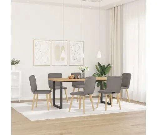 Virtuves Krēsli, 6 Gab., Pelēkbrūns Audums Vidaxl