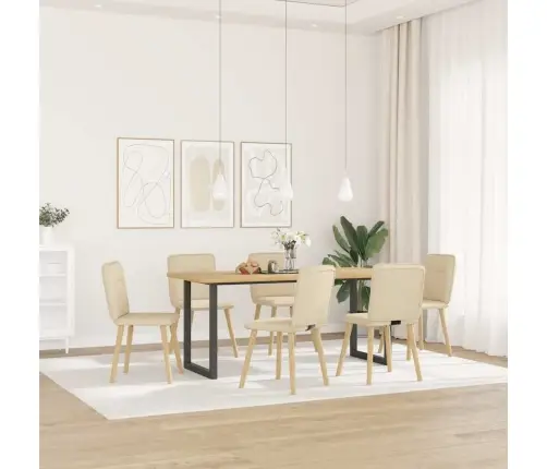 Valgomojo Kėdės, 6Vnt., Kreminės Spalvos, Audinys Valgomojo Kėdės, 6Vnt., Kreminės Spalvos, Audinys