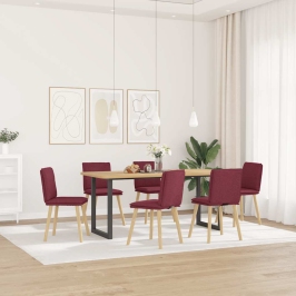 Virtuves Krēsli, 6 Gab., Vīnsarkans Audums Vidaxl