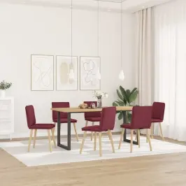 Virtuves Krēsli, 6 Gab., Vīnsarkans Audums Vidaxl