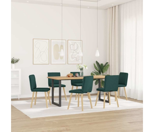 Virtuves Krēsli, 6 Gab., Tumši Zaļš Audums Vidaxl