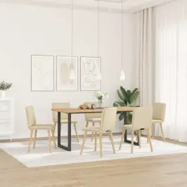 Virtuves Krēsli, 6 Gab., Krēmkrāsas Audums Vidaxl