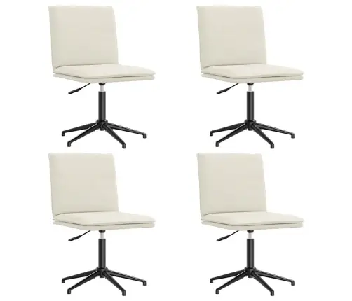 Valgomojo Kėdės, 4Vnt., Kreminės Spalvos, Aksomas Valgomojo Kėdės, 4Vnt., Kreminės Spalvos, Aksomas