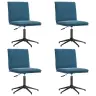 Valgomojo Kėdės, 4Vnt., Mėlynos Spalvos, Aksomas