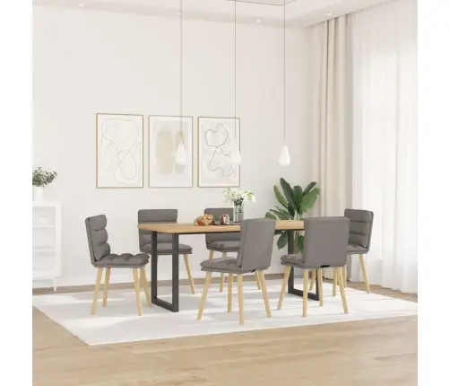 Virtuves Krēsli, 6 Gab., Pelēkbrūns Audums Vidaxl