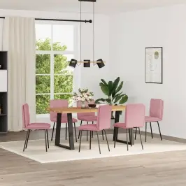Valgomojo Kėdės, 6Vnt., Rožinės Spalvos, Aksomas