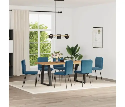 Virtuves Krēsli, 6 Gab., Zils Samts Vidaxl