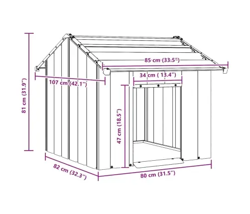 Katusega Koeramaja 85X107X81 Cm Galvaniseeritud Teras