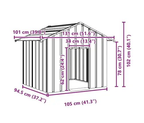 Katusega Koeramaja 131X101X102 Cm Tsingitud Teras