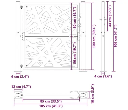 Sodo Vartai, Juodi, 100X100 cm Plienas, Šviestuvo Dizainas